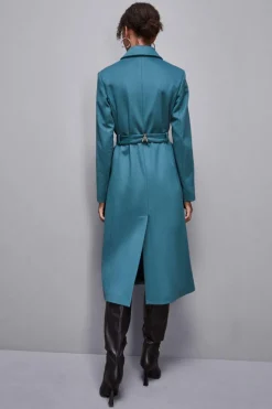 Cappotto con cintura in panno 