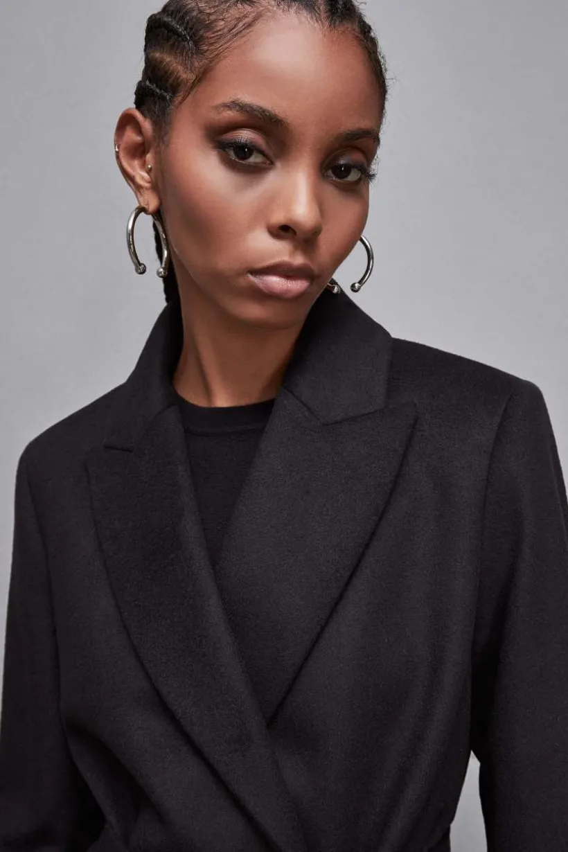 Cappotto con cintura in panno "Essential"