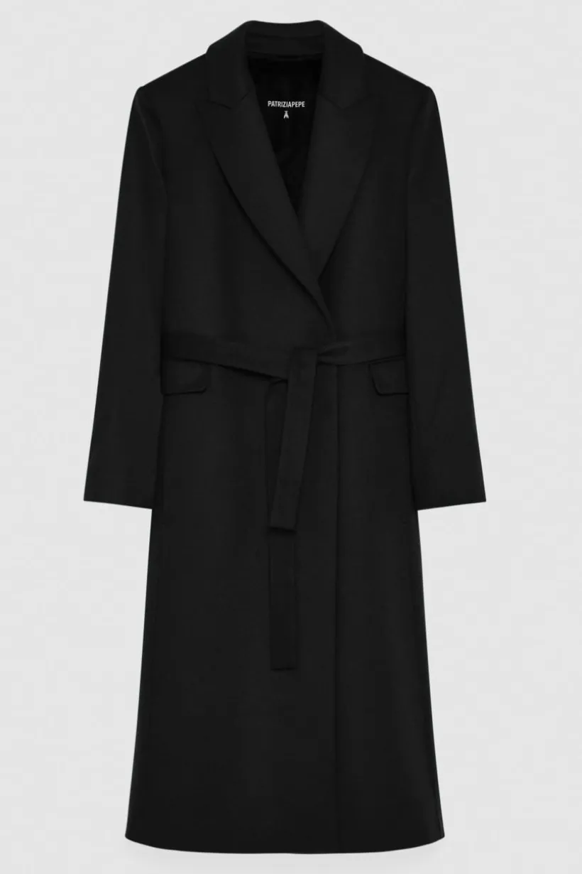 Cappotto con cintura in panno "Essential"