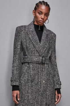Cappotto con cintura in panno