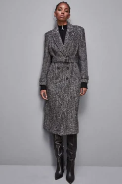 Cappotto con cintura in panno