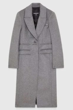 Cappotto con maxi-zip in vita