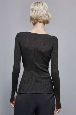Cardigan a costine in lurex Essential