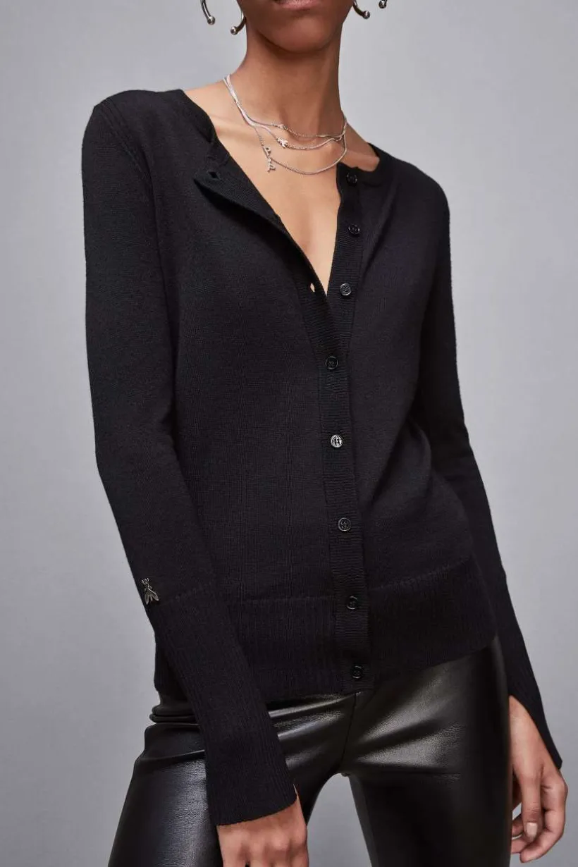 Cardigan scollo rotondo in lana