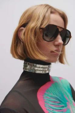 Choker con strass rettangolari