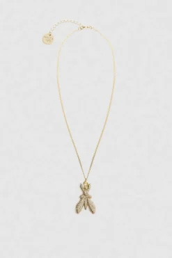 Collana in ottone e vetro con strass