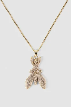 Collana in ottone e vetro con strass