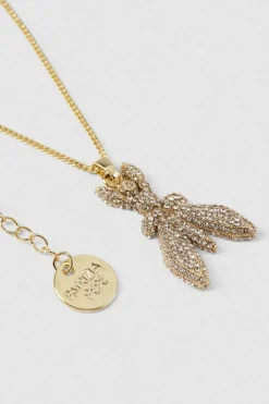 Collana in ottone e vetro con strass