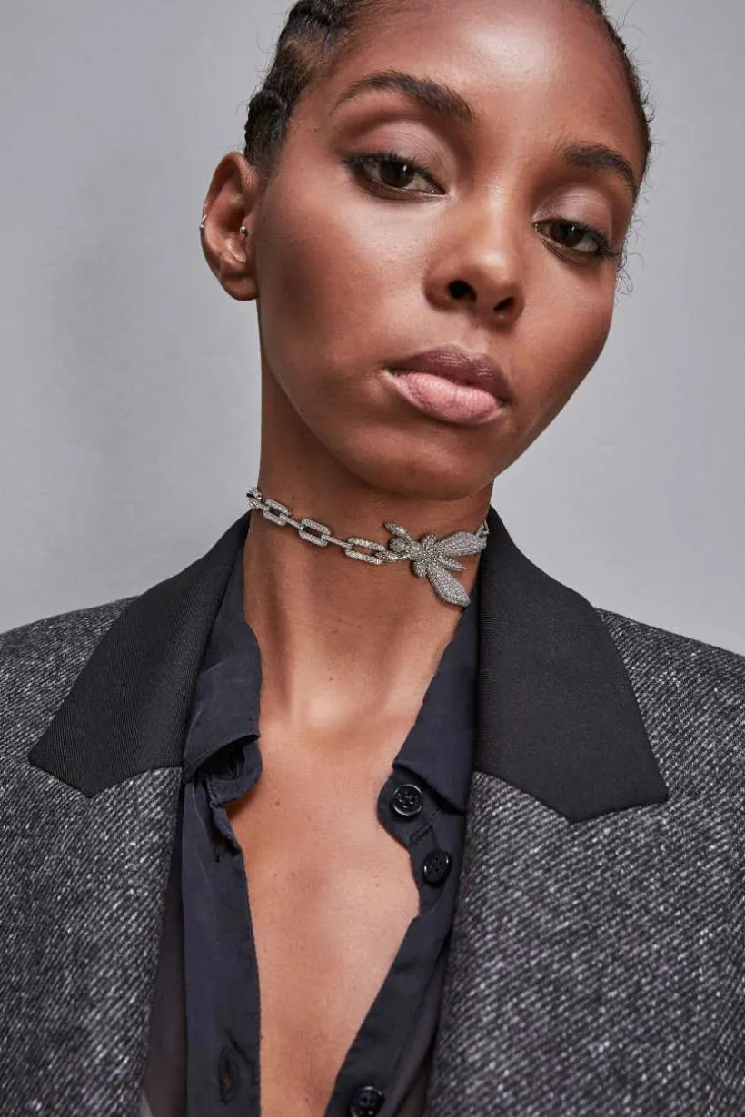 Collana rolò con strass