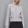 Felpa collo alto con zip in cotone
