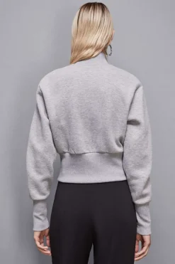 Felpa collo alto con zip in cotone