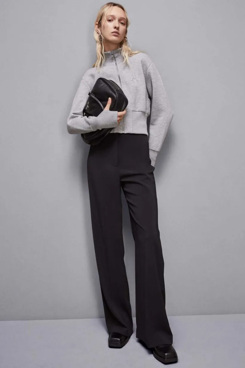 Felpa collo alto con zip in cotone