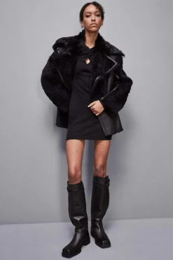 Giacca biker over con pelo