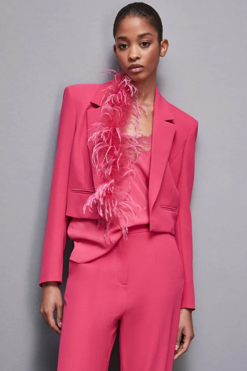 Giacca con piuma in tessuto stretch