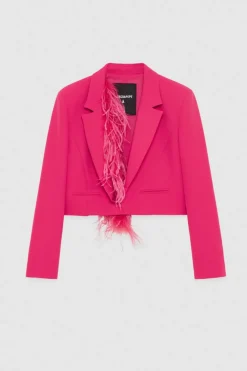 Giacca con piuma in tessuto stretch