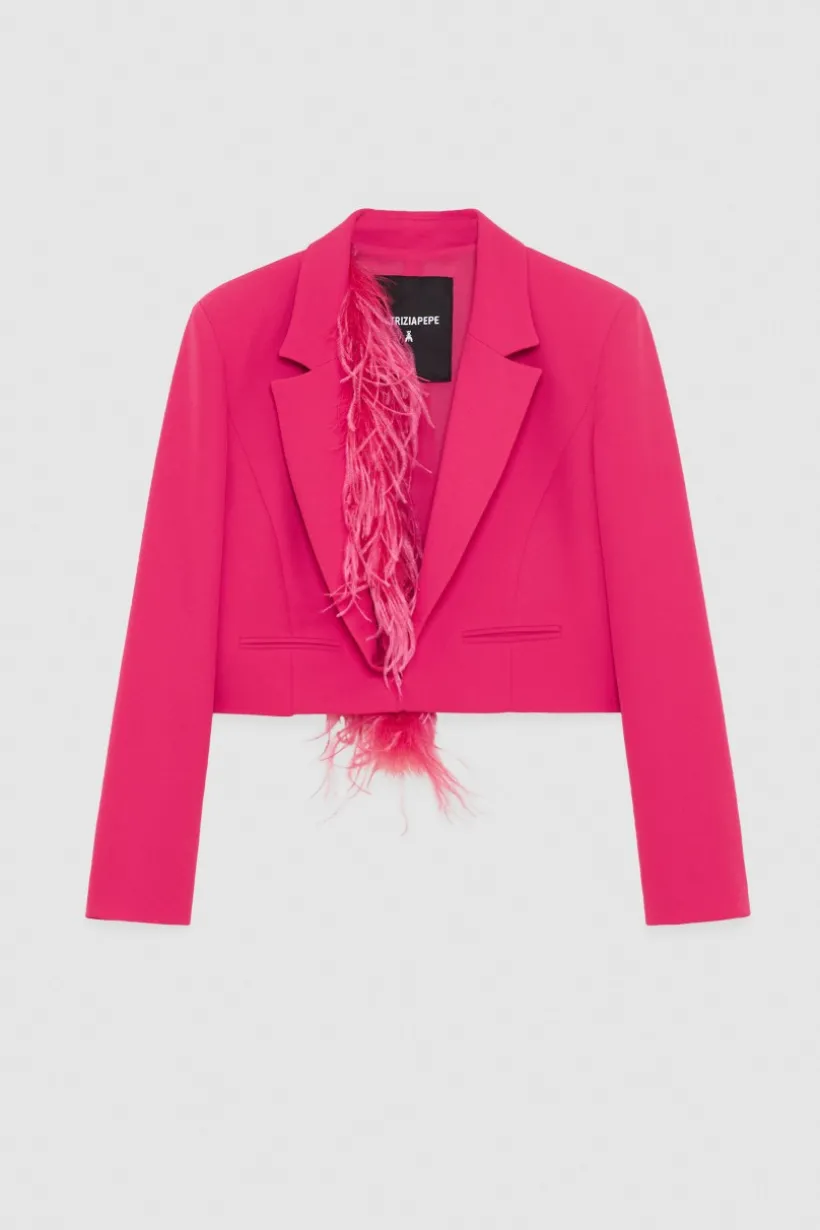Giacca con piuma in tessuto stretch