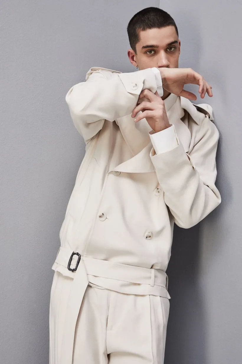 Giacca corta effetto trench in twill di viscosa