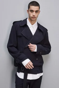 Giacca corta effetto trench in twill di viscosa