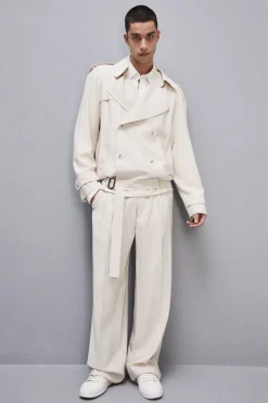 Giacca corta effetto trench in twill di viscosa