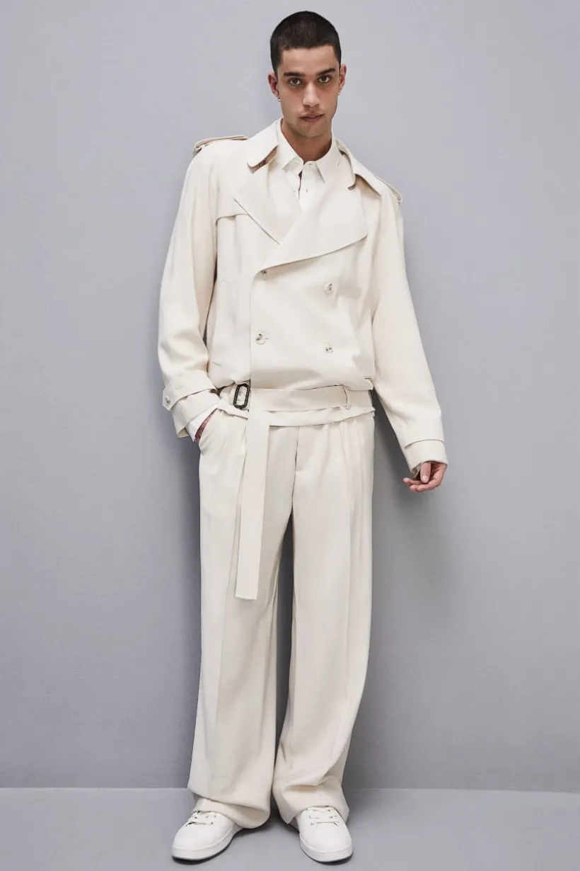 Giacca corta effetto trench in twill di viscosa