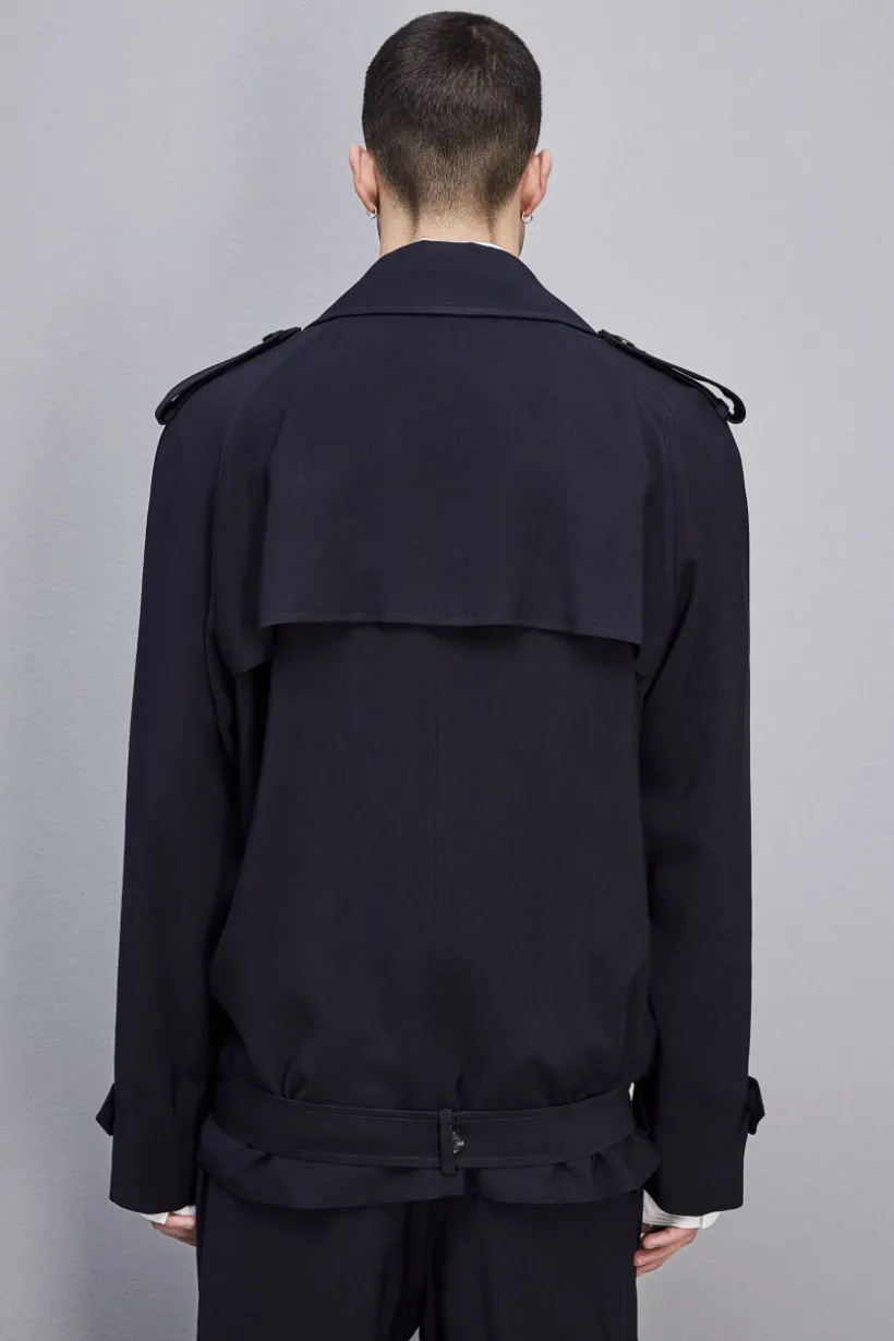 Giacca corta effetto trench in twill di viscosa