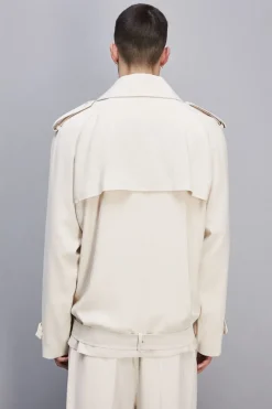 Giacca corta effetto trench in twill di viscosa