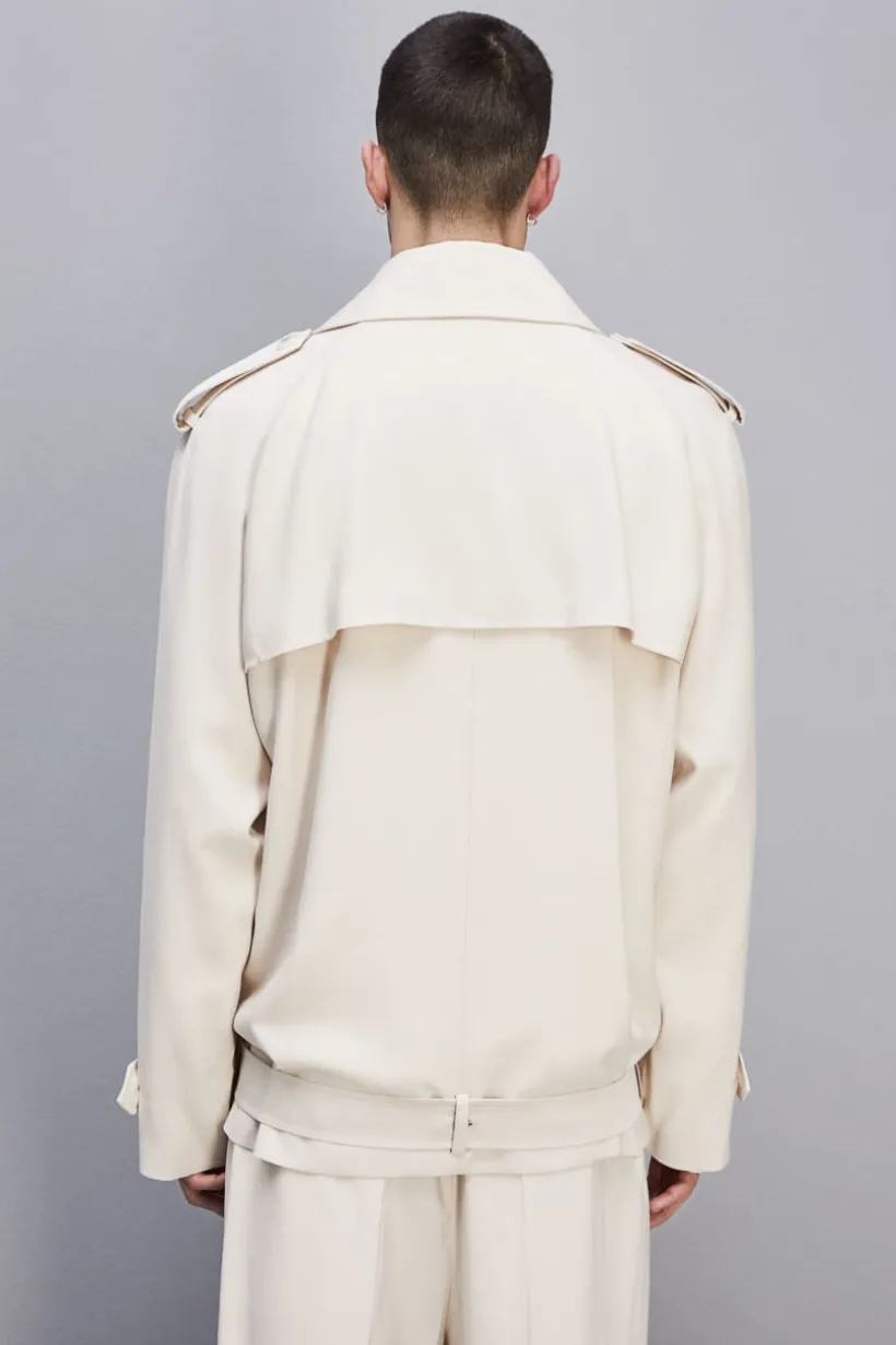 Giacca corta effetto trench in twill di viscosa
