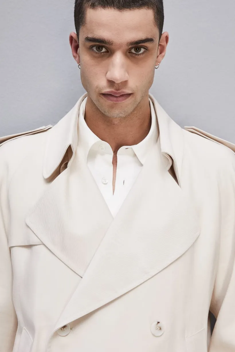 Giacca corta effetto trench in twill di viscosa