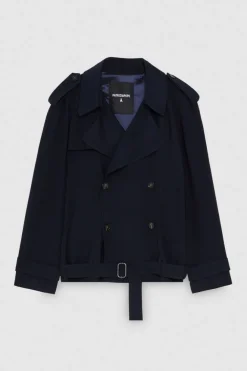 Giacca corta effetto trench in twill di viscosa