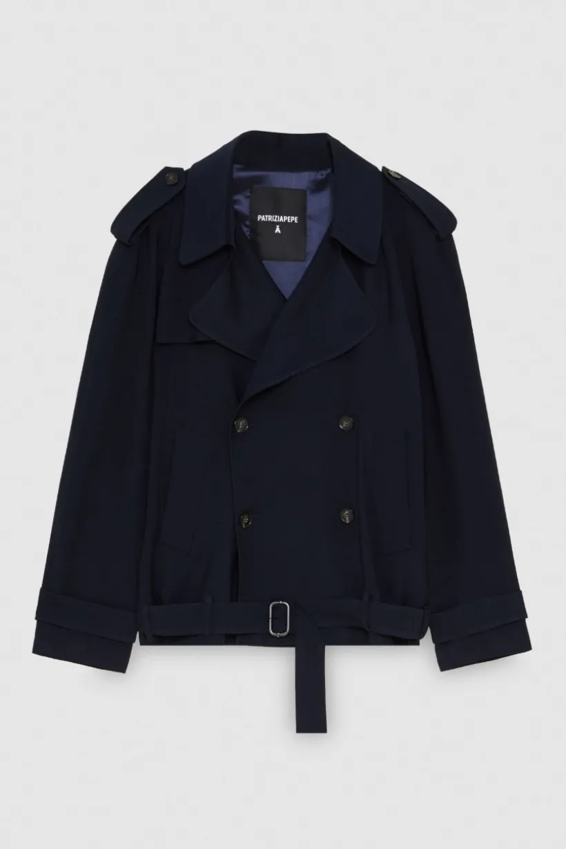 Giacca corta effetto trench in twill di viscosa