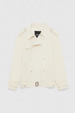 Giacca corta effetto trench in twill di viscosa