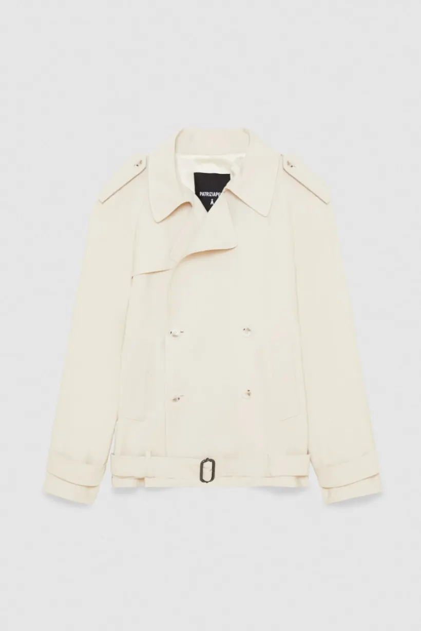 Giacca corta effetto trench in twill di viscosa