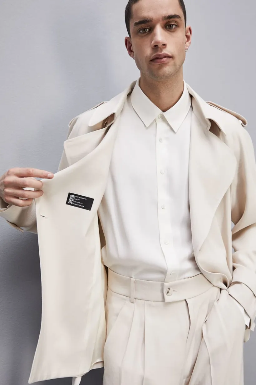 Giacca corta effetto trench in twill di viscosa