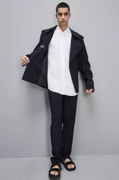 Giacca corta effetto trench in twill di viscosa