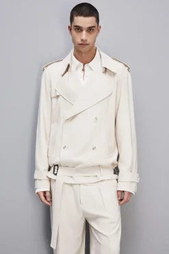 Giacca corta effetto trench in twill di viscosa