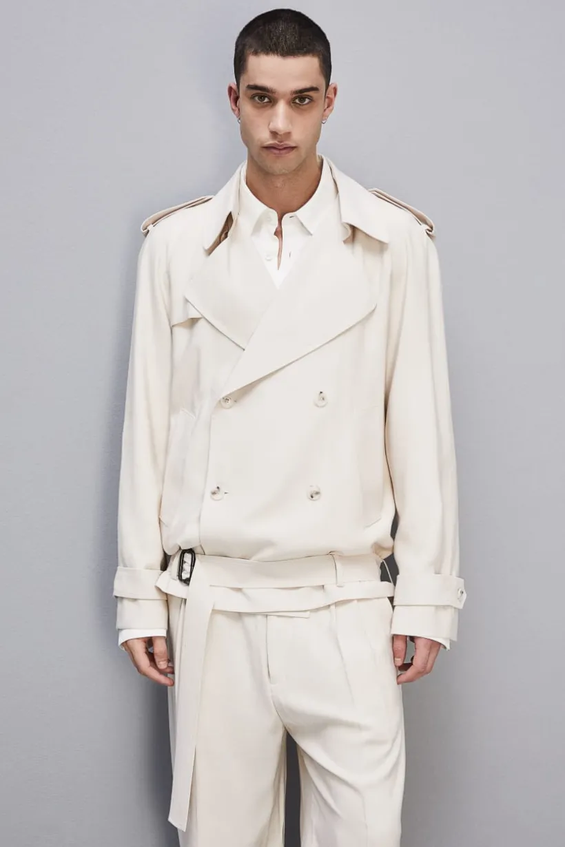 Giacca corta effetto trench in twill di viscosa