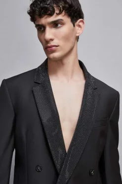 Giacca doppio petto con strass