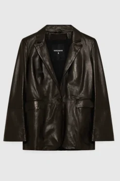 Giacca in pelle con rever