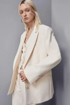Giacca over due bottoni in twill