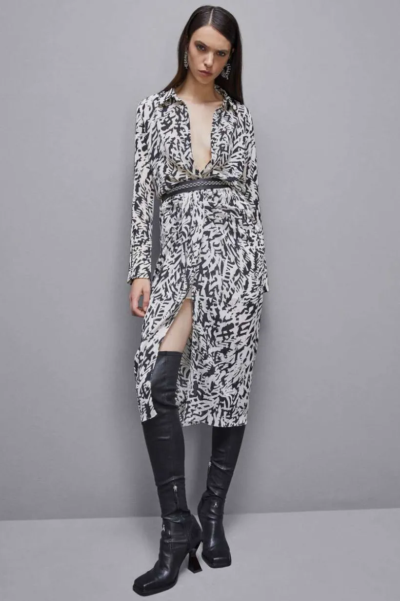 Gonna con drappeggio in georgette