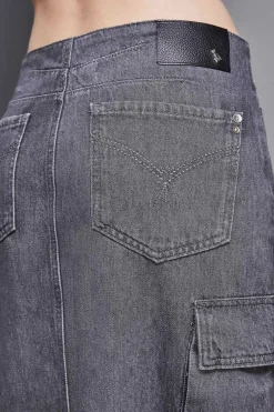 Gonna lunga in jeans grigio