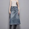 Gonna midi in jeans blu
