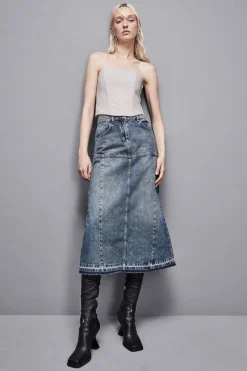 Gonna midi in jeans blu