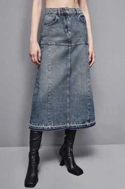 Gonna midi in jeans blu