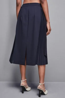Gonna midi vita alta in gabardina