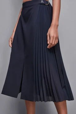 Gonna midi vita alta in gabardina