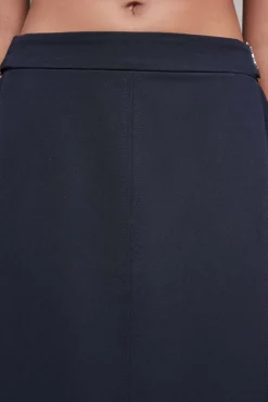 Gonna midi vita alta in gabardina