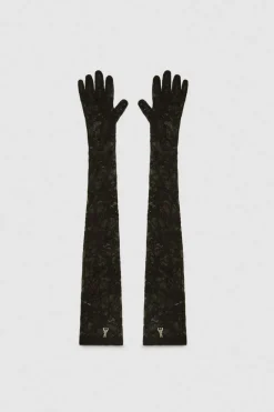 Guanti lunghi in pizzo stretch