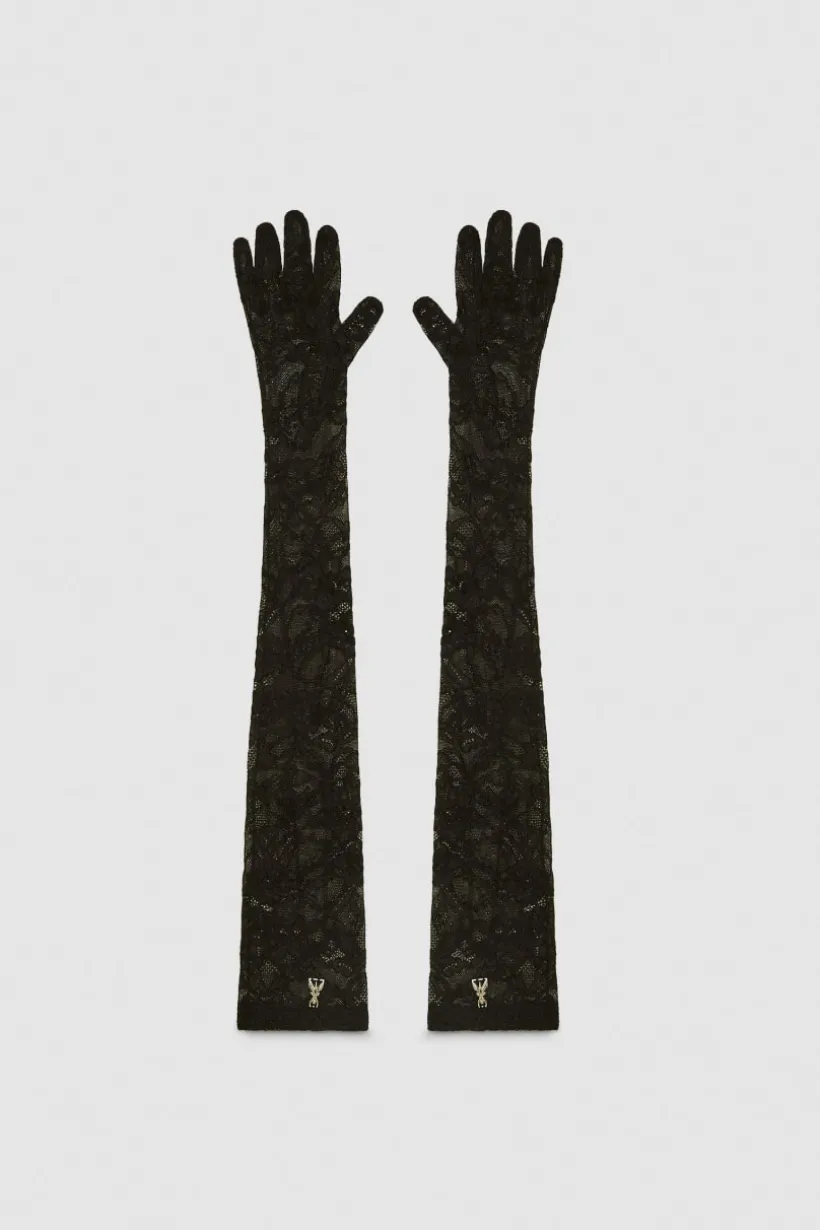 Guanti lunghi in pizzo stretch