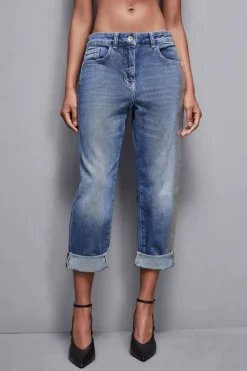Jeans boyfriend blu a vita bassa